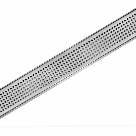 LUXE square pattern stainless steel linear shower drain