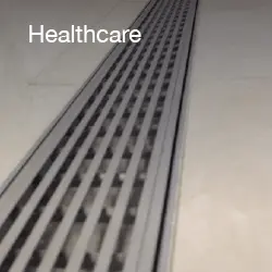 Innovative linear drain system in a healthcare environment.