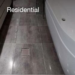 Luxury bathroom tile floor with integrated square drain system